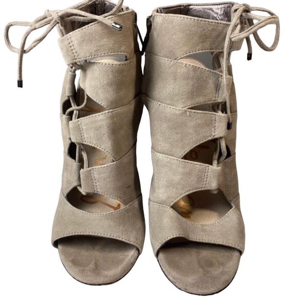 Sam Edelman Tan Suede Leather Lace Heels- size 9 - Picture 1 of 5